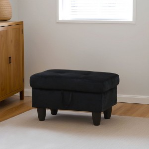 DOMETOUR Modern Black Flannel Ottoman for Living Room - 1 of 4