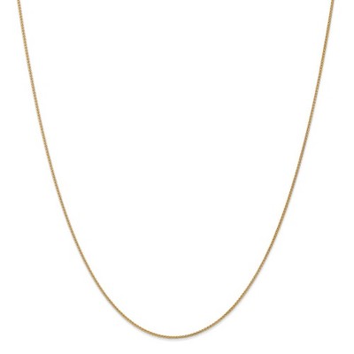 Black Bow Jewelry 1mm 14k Yellow Gold Solid Wheat Chain Necklace