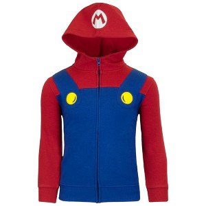 Nintendo Super Mario Bros Boys Long Sleeve Zip-Up Costume Hoodie - Red, 4 - 1 of 3