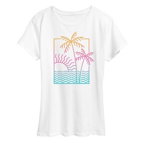 Women's - Instant Message - Line Drawing Sunset Short Sleeve Graphic T-Shirt - 1 of 4
