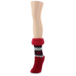 MeMoi Flake Zag Plush-Lined Lounge Socks - 1 of 2