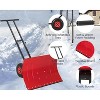 29 Inch Heavy Duty Wheeled Snow Shovel with Adjustable 5-Position Handle and Multi-Angle Carbon Steel Blade - 2 of 4