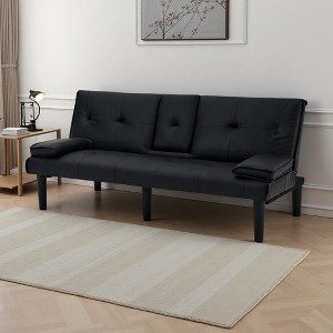 67" PVC 2-Seater Sofa Bed with Cup Holder & Foldable Design - 1 of 4