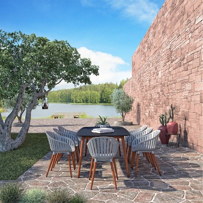 Bungay 9pc Eucalyptus Wood Patio Dining Set with Rectangular Table - Amazonia