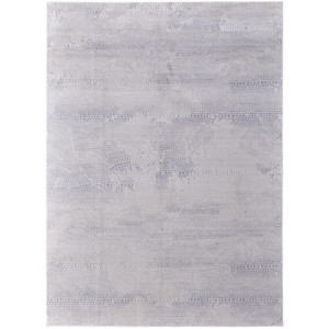 Gray and Ivory Abstract Power Loom Worn Faded Area Rug - 1 of 4