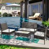 Outsunny Patio Porch Furniture Sets 4-PCS Rattan Wicker Chair w/ Table Conversation Set for Yard,Pool or Backyard Indoor/Outdoor Use - 2 of 4