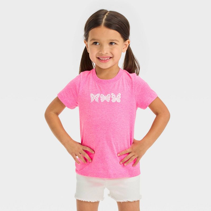 Toddler Girls' Butterfly Short Sleeve T-Shirt - Cat & Jack™ Pink, 1 of 7