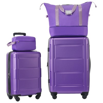 4 Piece 20"and 28" Luggage Set, ABS Lightweight Suitcase with Travel Duffel Bag, Toiletry Bag, Spinner Wheels,  TSA Lock--ModernLuxe
