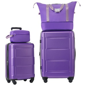 4 Piece 20"and 28" Luggage Set, ABS Lightweight Suitcase with Travel Duffel Bag, Toiletry Bag, Spinner Wheels,  TSA Lock--ModernLuxe - 1 of 4