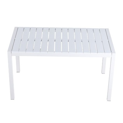 Anybear 55" White Modern Multi-Purpose Dining Table, Patio Table, Lightweight PP Tabletop with Metal Legs for Kitchen, Courtyard