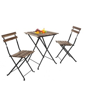 FDW 3 Pieces Bistro Set Outdoor Furniture Sets of 2 Durable Stylish and Space-Saving Weatherproof Acacia Wood Set for Home or Commercial Use - 1 of 4