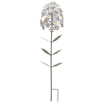 Transpac Metal 26 in. White Spring Flower Puff Yard Stake