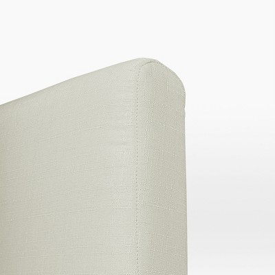 Ivory Upholstered Queen Bed with Wood Frame and Headboard