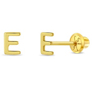 Girls' Itsy Bitsy Initial Letter Screw Back 14k Gold Earrings - In Season Jewelry - 1 of 4