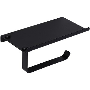 Unique Bargains Washroom Aluminum Alloy Toilet Paper Holder Matte Black - 1 of 4