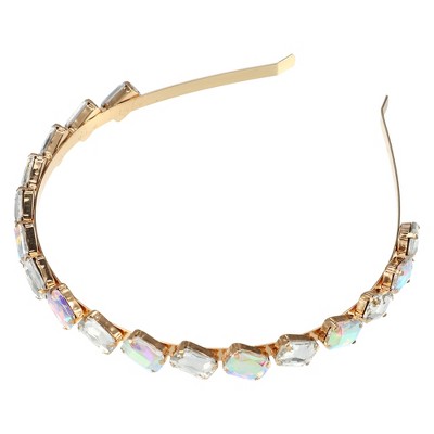 Unique Bargains Women's Metal Square Colorful Glass Crystal Rhinestone Headband