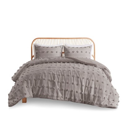 Gray Twin Down Alternative Microfiber Comforter Set with Pom Pom