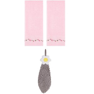 REGALWOVEN 3 Pcs Floral Soft Absorbent Hand Towel for Bathroom Kitchen - 1 of 4