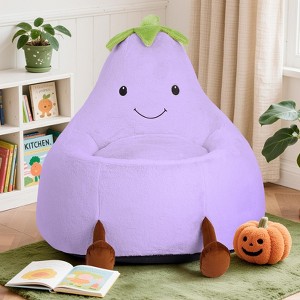 CAVINAS 23.6"/30.3" Eggplant Shaped Kids Bean Bag Chair,Gaming Bean Bag Chairs for Teens with Faux Rabbit Fur,Beanbag Chair for Living Room - 1 of 4