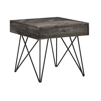 Alvara Court Occasional 1 Drawer End Table Charcoal/Gray/Brown - Treasure Trove Accents