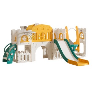10 in 1 Toddler Slide, Age 1-3 with Swing, Basketball Hoop and Telescope, Kid Slide for Toddlers, Indoor Outdoor Toddler Playset Toddler Playground - 1 of 4
