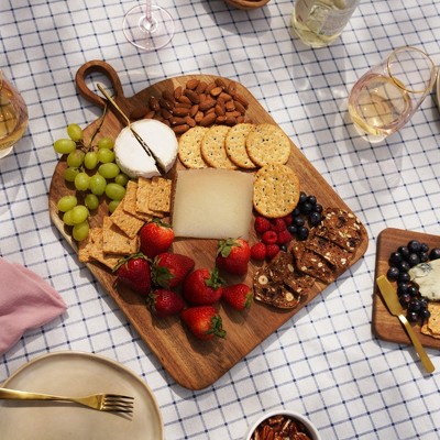 Large Acacia Wood Rectangular Serving Board with Built-In Handle