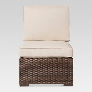 Halsted Wicker Patio Armless Sectional Seat - Tan - Threshold