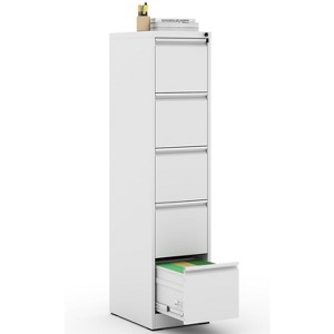 Munora - 5-Drawer Vertical File Cabinet with Lock - Heavy Duty for Letters/Legal/A4 Files - White - 1 of 4