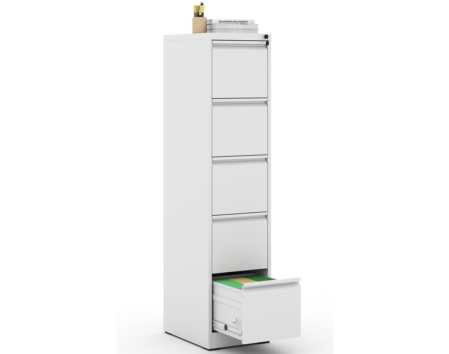 Munora - 5-Drawer Vertical File Cabinet with Lock - Heavy Duty for Letters/Legal/A4 Files - White