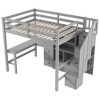 TIRAMISUBEST Twin/Full Size Loft Bed with Bulit-in L-Shaped Desk, 4 Drawers and Cabinet, Wooden Loft Bedframe with Storage Staircase and Shelves - 4 of 4
