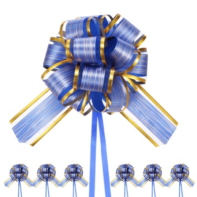 Unique Bargains Plastic Gold Edge Glossy Durable Ribbon Pull Bows 20 Count