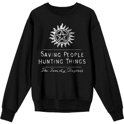 Supernatural Saving People Hunting Things Men's Black Long Sleeve  Shirt-Medium