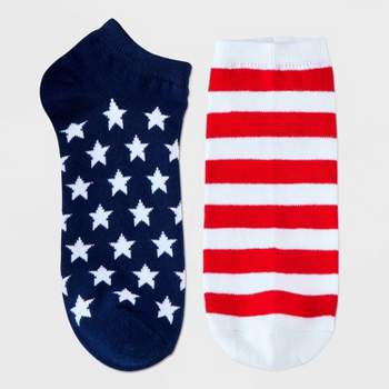 Women's American Flag Low Cut Socks - Red/White/Navy 4-10