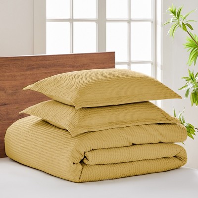 Ochre Organic Cotton King Waffle Weave Duvet Set