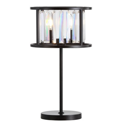 black and crystal table lamp