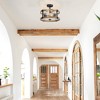 LNC Lapps 2-Lights 15.5-in Distressed Wood Brown and Matte Black LED Semi-flush Mount Lights - 4 of 4