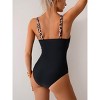 Women's  Sporty One-Piece Swimsuit Leopard Print Color Block Ruched Waist Adjustable Strap Swimsuit - 4 of 4