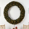 Nearly Natural 6-ft Large Flocked Artificial Christmas Wreath with Pinecones, Berries, 600 Clear LED Lights and 1080 Bendable Branches - 3 of 4