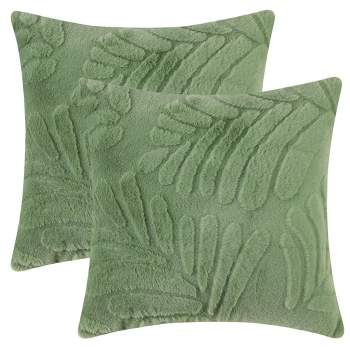 Unique Bargains Basho Leaf Pattern Solid Fluffy Plush Square Pillowcase 2 Pcs