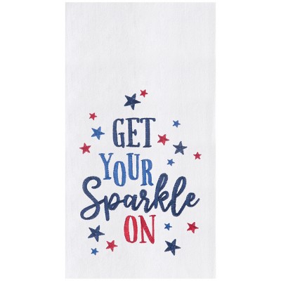 C&F Home Get Your Sparkle On Embroidered Cotton Flour Sack Kitchen Towel Patriotic Dishtowel Decoration