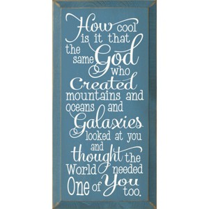Slickblue Inspirational Christian Wood Sign – God Created You Too Quote – Rustic Wall Accent – 9x18, Blue-White - 1 of 3