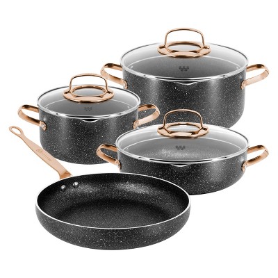 Korkmaz Ornella 7 Piece Non Stick Aluminum Cookware Set in Black