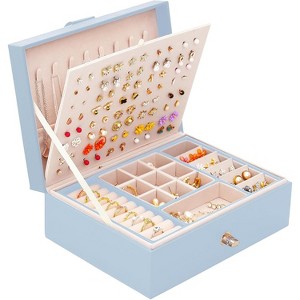 Pink Jewelry Organizer Box for Teens with Earring Holder and Storage - 1 of 4