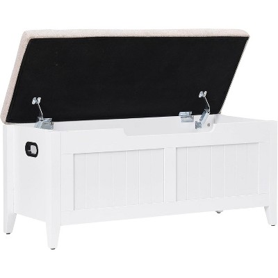 Storage Bench, 39.4” Wooden Chest Storage Box with 2 Safety Hinges, Entryway Benches with Flip-Top, Large Trunk for Living Room, Bedroom
