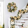 24" Christmas Wreaths for Front Door with Lights, Pre-Lit Christmas Door Wreath with Gold Ball Ornaments, Pine Cones - 4 of 4