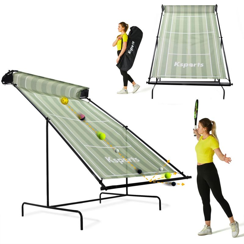 Ksports Racquet Sports Tennis Rebounder for Indoor/Outdoor Use for Tennis, Pickleball, Padel, Squash, Racquetball & Table Tennis with Carry Bag, Green, 1 of 7