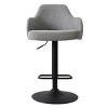 Mars Set Of 2 Armrest Upholstered 360° Swivel Counter Height Stool, 26"-34.5" Adjust Barstool With Black Legs-Maison Boucle - 3 of 4
