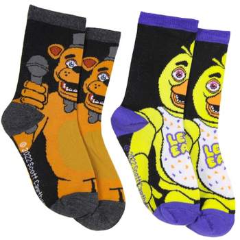 Five Nights at Freddy's Kids Freddy and Chico Character Crew Socks 2 Pair (10-4) Multicoloured