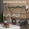 Zevemomo Twin House Bed for Kids, Wooden Montessori Bed with Fence and Roof for Toddlers, Kids Floor Bed Frame for Girls & Boys, Twin Grey - 2 of 4