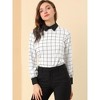 Allegra K Women's Contrast Turndown Collar Button Back Check Plaid Work Shirt - 3 of 4